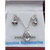 Image 2 : Sterling Silver Genuine Aquamarine & White Sapphire Earrings & Pendant