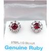 Image 1 : Sterling Silver Genuine Ruby & Cubic Zirconia Earrings