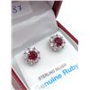 Image 2 : Sterling Silver Genuine Ruby & Cubic Zirconia Earrings