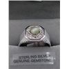 Image 1 : Sterling Silver Genuine Cat's Eye & Cubic Zirconia Ring