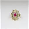 Image 1 : Estate Quality Vivid Red Ruby and Diamond Ring
