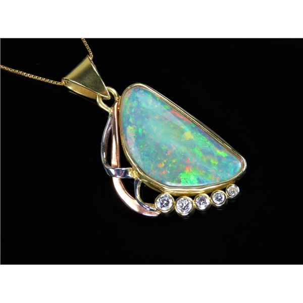 Stunning Opal and Diamond Pendant