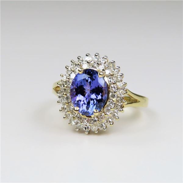 Elegant Tanzanite and Diamond Ring