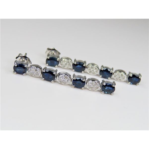 Striking Blue Sapphire and Diamond Earrings