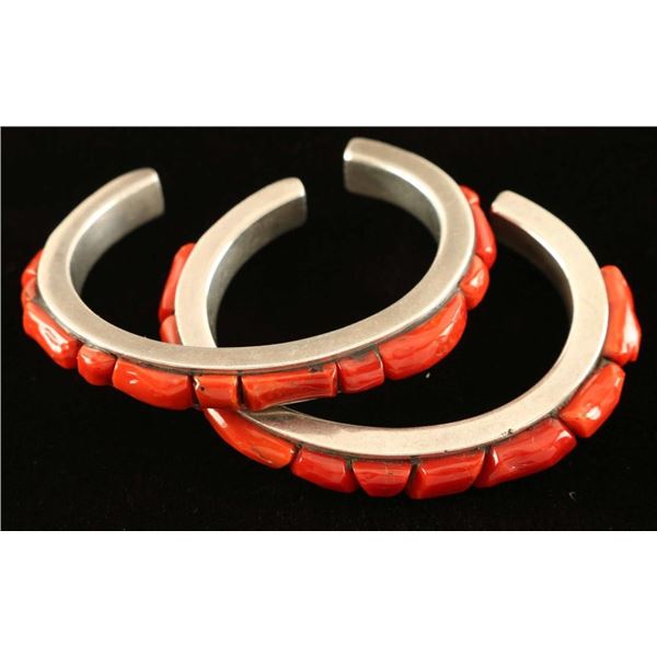 Lot of 2 Mediterranean Coral Cuffs