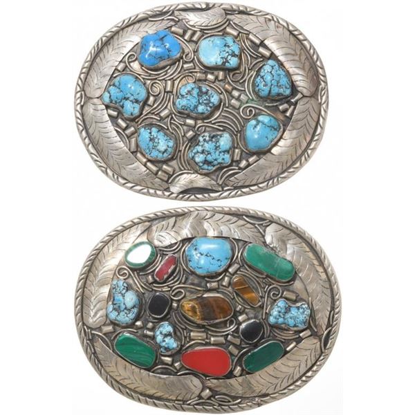 Lot of 2 Turquoise Western Belt Buckles