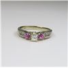 Image 1 : Radiant Diamond and Pink Sapphire Ring