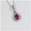 Image 2 : Radiant Pear Shaped Ruby and Diamond Pendant
