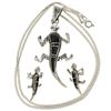 Image 1 : Hopi Onyx Silver Lizard Pendant Set