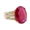 Image 1 : 11.80 ctw Ruby And Diamond Ring - 14KT Yellow Gold