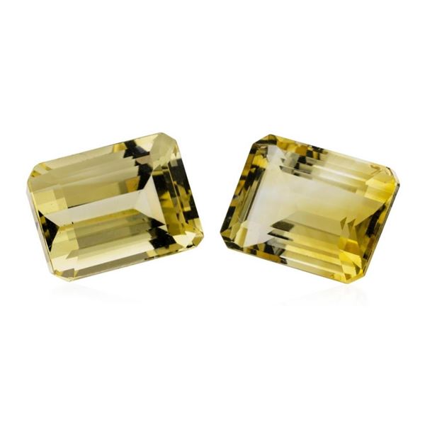 27.63 ctw.Natural Emerald Cut Citrine Quartz Parcel of Two