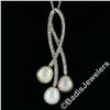 Image 2 : 14kt White Gold 0.55 ctw Diamond & Tri-Color Pearl Tulip Flower Pendant Necklace