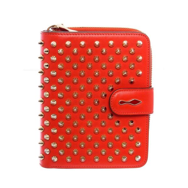 Christian Louboutin Red Leather Panettone Coin Purse Wallet