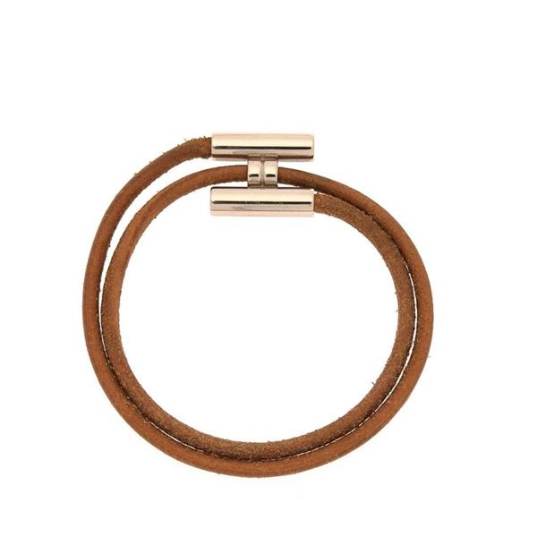 Hermes Brown Tournis 1 Wrap Bracelet