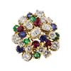 Image 2 : 7.08 ctw Ruby, Emerald, Sapphire, and Diamond Ring - 18KT Yellow Gold and Platin