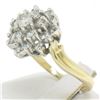 Image 4 : 14k Solid Two Tone Gold Wavy Shank Round 1.10 ctw FIERY Diamond Cluster Ring