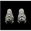Image 1 : Pearl and Diamond Earrings - 14KT White Gold