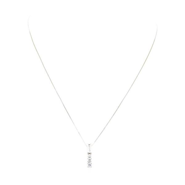 0.60 ctw Diamond Straight Line Pendant with Chain - 14KT White Gold