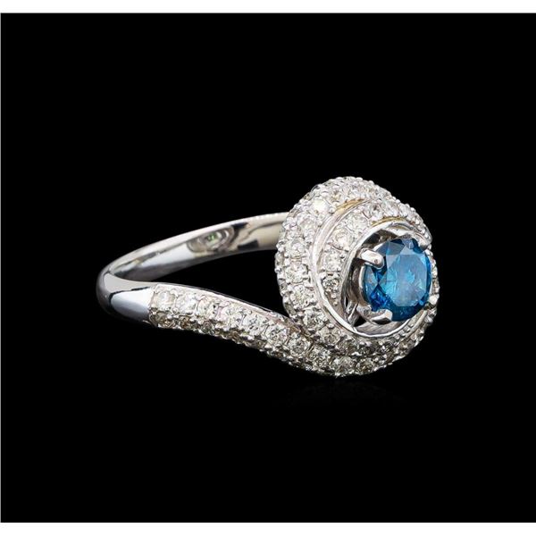 14KT White Gold 1.29 ctw Fancy Blue Diamond Ring