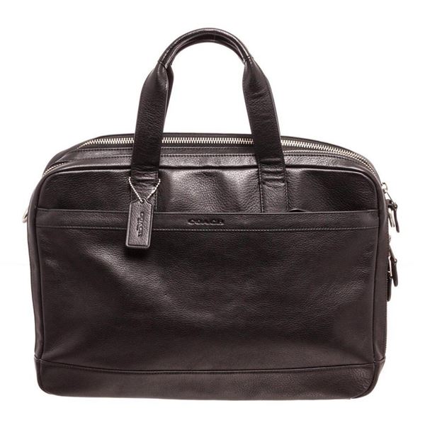 Coach Black Leather Hudson Commuter Messenger Bag