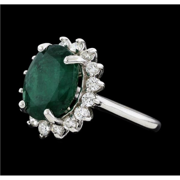 6.51 ctw Emerald and Diamond Ring - 14KT White Gold