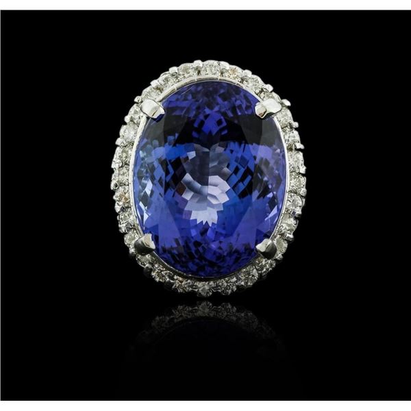 14KT White Gold 23.51 ctw Tanzanite and Diamond Ring