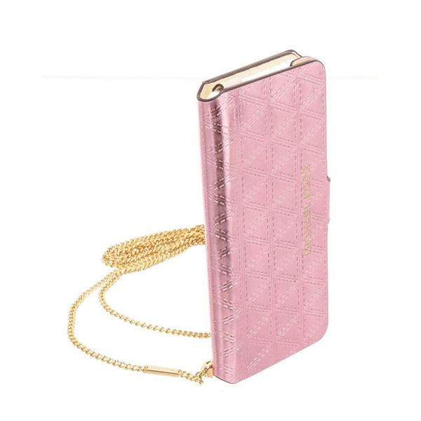 Michael Kors Metallic Pink Leather Iphone 7 Folio Case