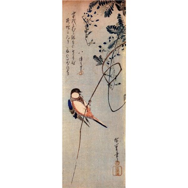 Hiroshige A Bird on a Wisteria