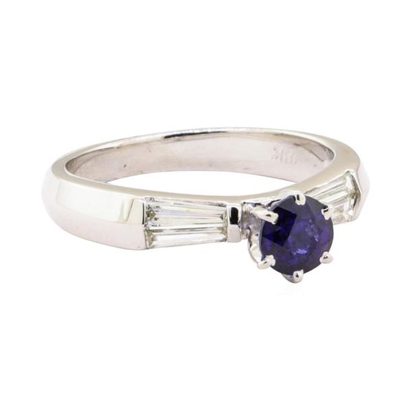 1.15 ctw Blue Sapphire And Diamond Ring - 18KT White Gold