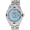 Image 4 : Rolex Ladies Stainless Steel Blue Diamond & Channel Set Sapphire Datejust 26MM