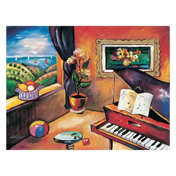 Oleg Nikulov, "Piano with Countryside View" Hand Signed Limited Edition Giclee o