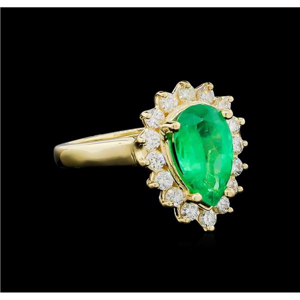 1.73 ctw Emerald and Diamond Ring - 14KT Yellow Gold