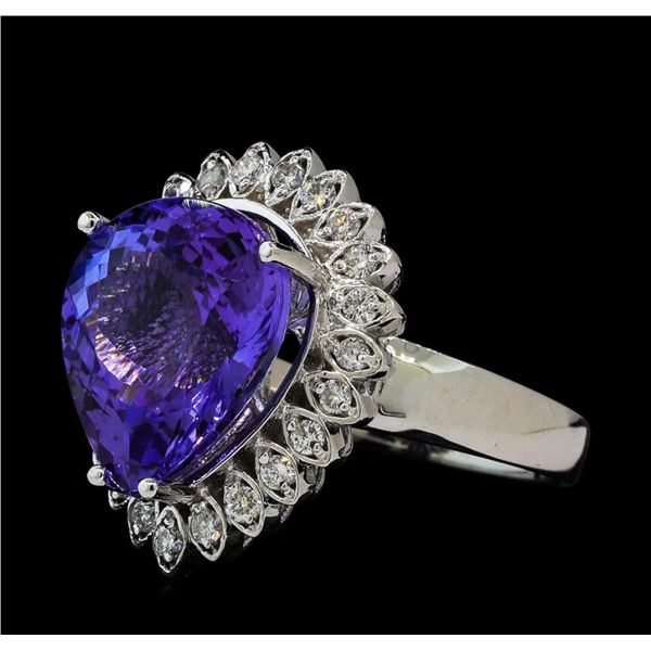 10.06 ctw Tanzanite and Diamond Ring - 14KT White Gold