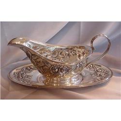 Kirk Repousse Sterling Gravy Boat and Tray #1674113