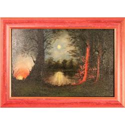 ?Fire and Moonlight? by LaNuly - landscape oil #1674129