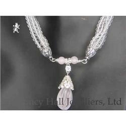 RHJ Frosted Crystal & Rose Quartz Necklace #1674149