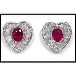 18K RUBY EARRINGS BAGUETTE DIAMONDS WERE $1,700#1674188