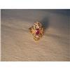 Image 1 : Estate 14K YG Gold Ruby Diamond Filigree Ring #1674796
