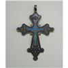 Image 1 : Russian 19th c. silver cross with blue enamel #1674994