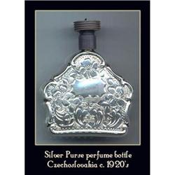 CZECH ART DECO SILVER PURSE PERFUME BOTTLE #1688158