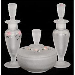 Painted Satin Glass NMV Perfume Bottle Set #1688166