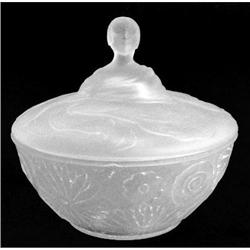 LIZ Crystal Satin Glass Figural Dresser Jar #1688174