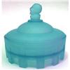 Image 1 : COURT JESTER Blue Satin Glass Powder Jar #1688295