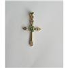 Image 1 : OLD 14K & EMERALD & DIAMOND TINY CROSS PENDANT #1688724