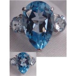 8ct BLUE Topaz WHITE gold GORGEOUS  RING #1688827