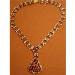 Vintage Victorian ENAMEL RED garnet stones #1688836