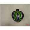 Image 1 : WEISS Blue Green Enamel Brooch Blue Glass #1702510
