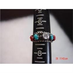 Estate Mexican Sterling ring  Coral Turquoise #1702565