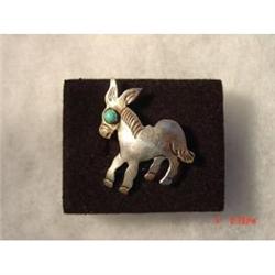 Mexican Sterling Turquoise Donkey Brooch Pin #1702569