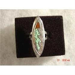 J NEZZIE Turquoise Coral Sterling Ring Size 7 #1702572